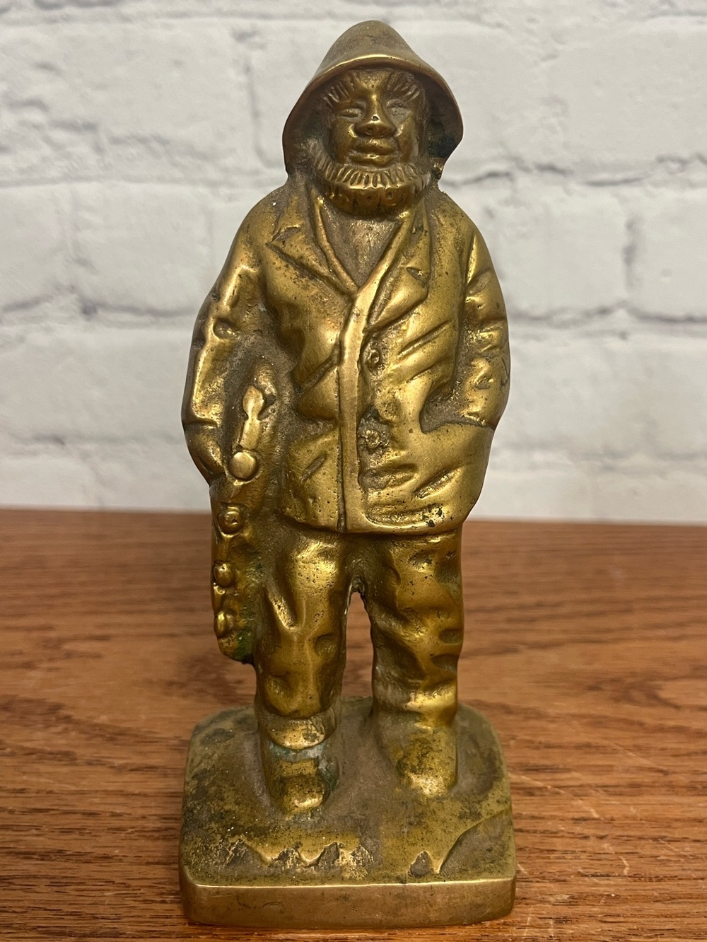 Vintage solid brass Old Fisherman Sailor 9” tall 2.15 oz heavy